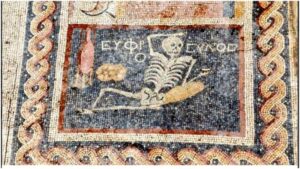 “BE CHEERFUL, ENJOY YOUR LIFE” SAYS HAPPY SKELETON MOSAIC FOUND IN TURKE